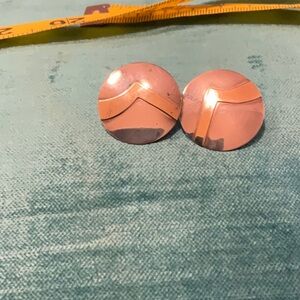 10k gold & Sterling vintage chevron circle earrings